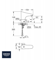 MEDIDAS MEZCLADOR LAVABO ELECTRONICO EUROPLUS E GROHE